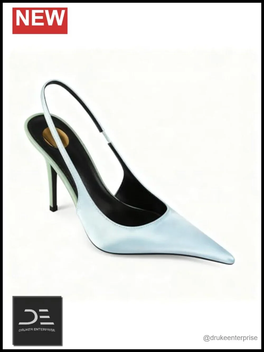 Satin Slingback Pumps Pointed Toe Stiletto Heels Colorblock Evening Wedding